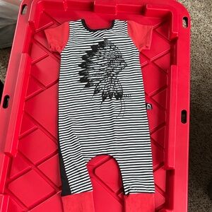 Red and Black Striped Kids Footie